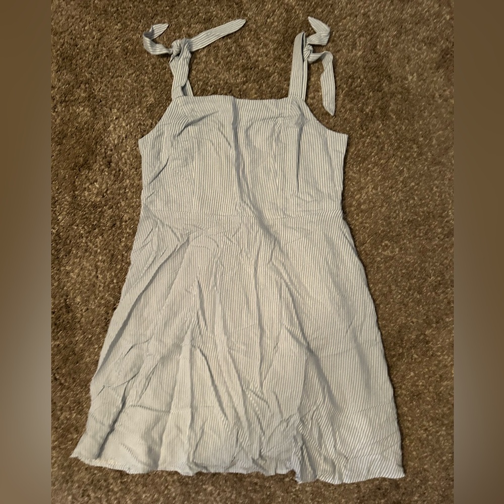 So. blue and white striped sun dress size large